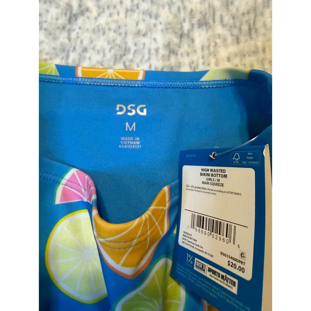 DSG Girls High Waisted Bikini Bottom Swimsuit Size M main‎ squeeze UPF 50+ NWT